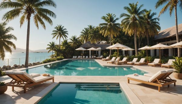 Détente au bord de l'eau dans un hôtel avec piscine